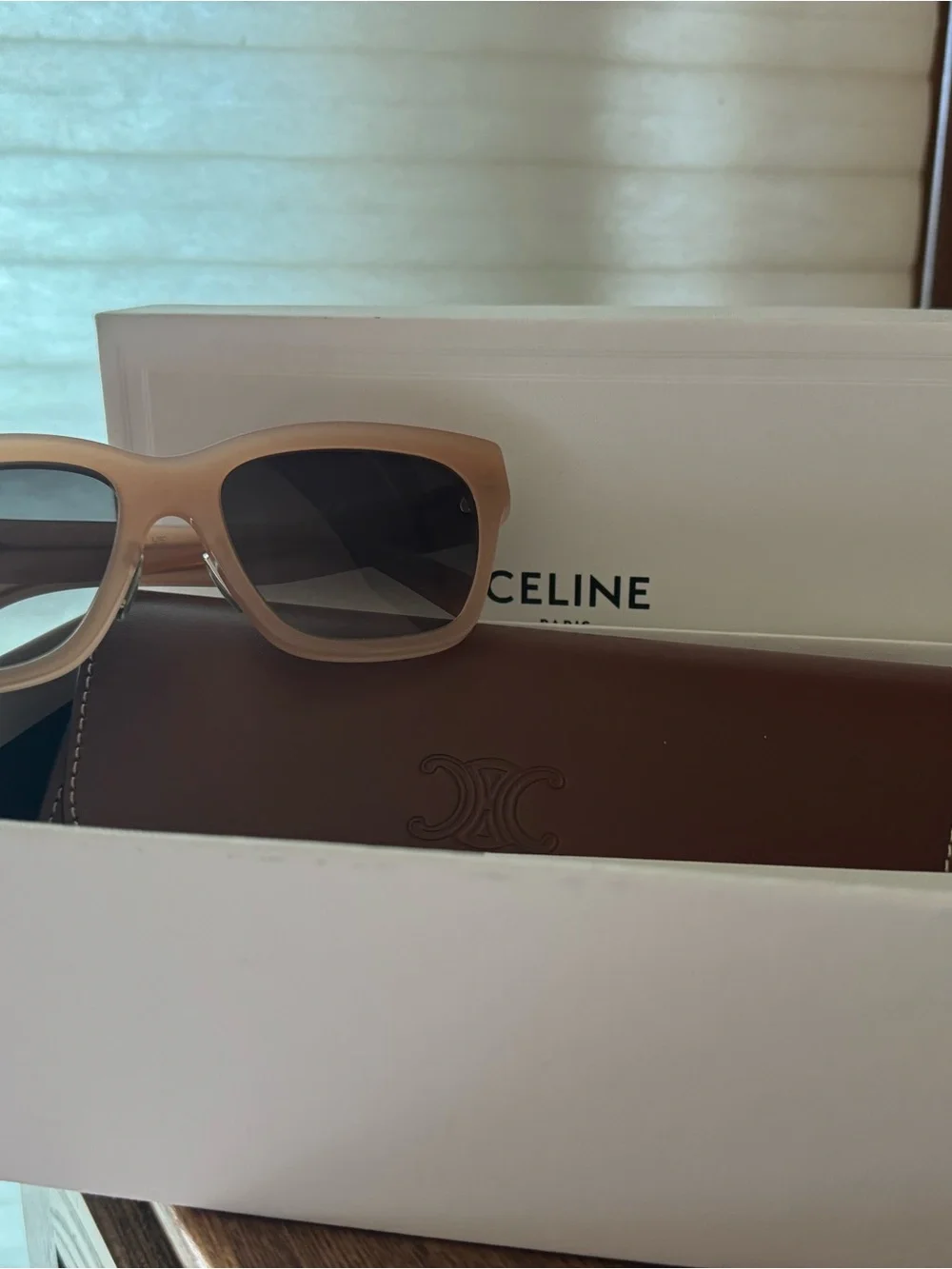 Celine Women's Cream Square Sunglasses with Dark Lenses